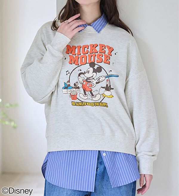 BELLUNA（ベルーナ）の「＜Ｄｉｓｎｅｙ＞【ミッキー】プリント裏毛ゆったりトレーナー（トレーナー・スウェット）」｜詳細画像