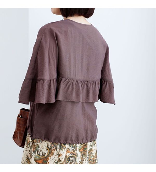 BELLUNA（ベルーナ）の「ビンテージ素材袖フリル使いシアーブルゾン（ブルゾン）」｜詳細画像