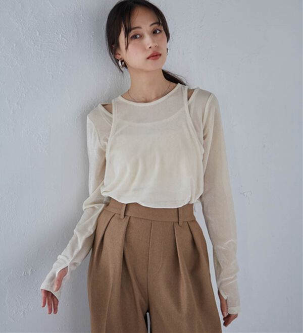 RANAN（ラナン）の「２ＷＡＹレイヤードシアーベロアトップス（カットソー）」｜詳細画像