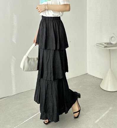 GeeRA（ジーラ）の「ワッシャー素材ティアードスカート（ロングスカート）」