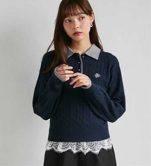 RANAN（ラナン）の「ダブルカラーニットポロ（ニット・セーター）」｜詳細画像