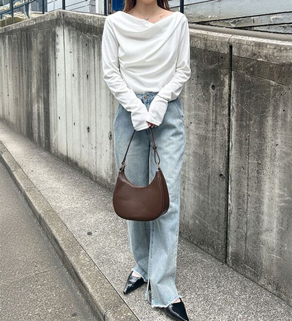 RANAN（ラナン）の「【春色追加】上品ドレープリブロングＴシャツ（カットソー）」｜詳細画像