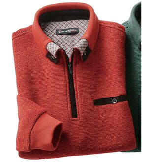 「＜ニコル　モリソン＞暖か衿デザイントレーナー　お洒落衿（メンズトレーナー）」｜オレンジ(お洒落衿)