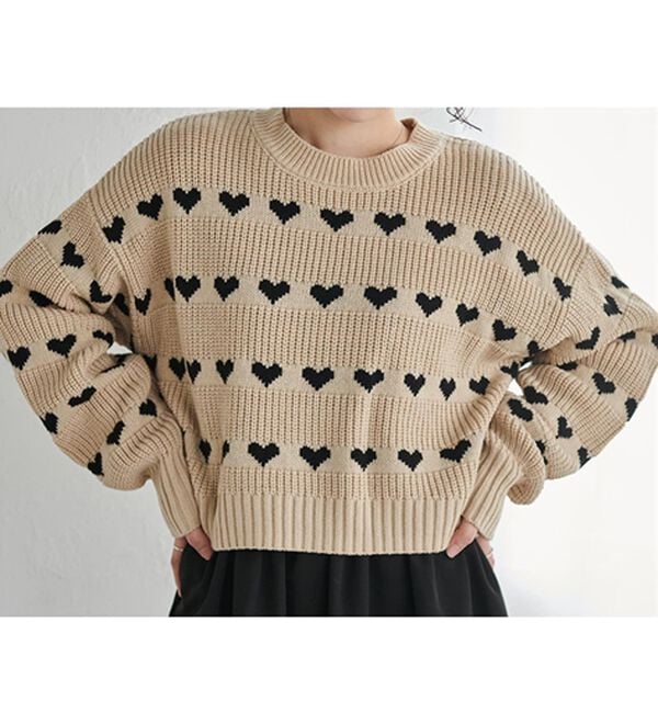 RANAN（ラナン）の「ハートライン柄ニットプルオーバー（ニット・セーター）」｜詳細画像