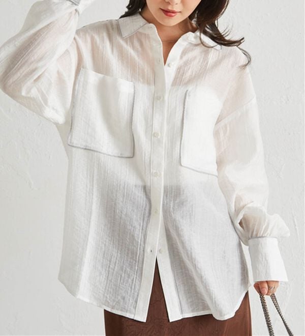 RANAN（ラナン）の「配色パイピングシアーシャツ（シャツ）」｜詳細画像