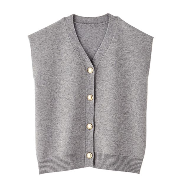 RANAN（ラナン）の「【ムースタッチ】洗える！ゴールド調ボタンニットベスト（ベスト）」｜詳細画像