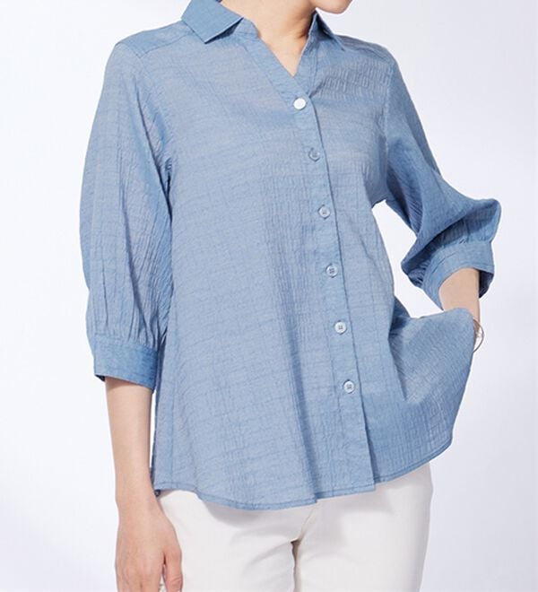 BELLUNA（ベルーナ）の「スキッパー衿ぽこぽこ素材ブラウス（ブラウス）」｜詳細画像