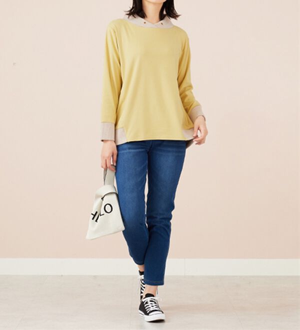 BELLUNA（ベルーナ）の「ワイドネックデザイン配色切替プルオーバー（カットソー）」｜詳細画像