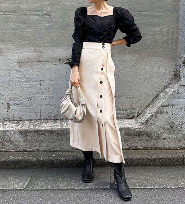 RANAN（ラナン）の「ボタンデザインスカート（ロングスカート）」｜詳細画像