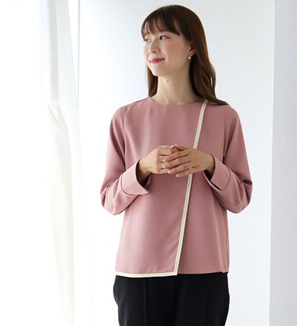 Pierrot（ピエロ）の「ラインデザインラップブラウス（ブラウス）」｜詳細画像