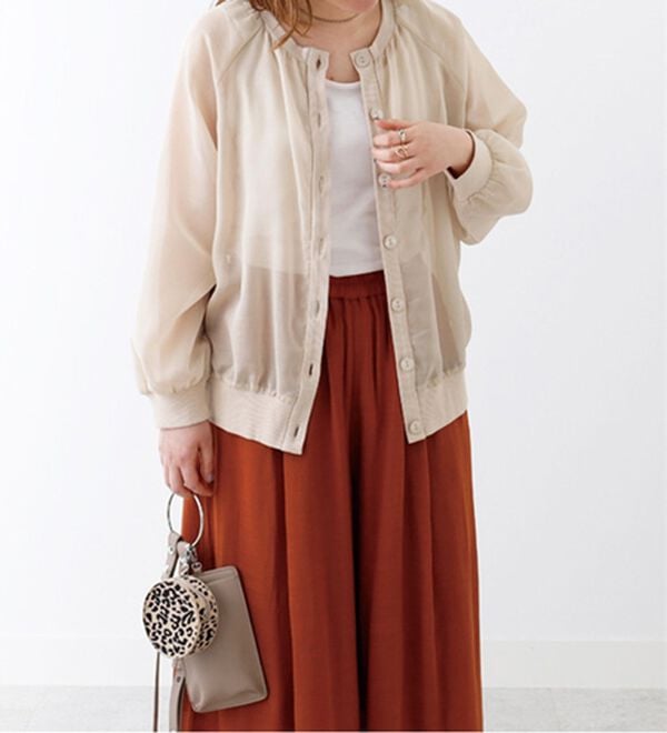 BELLUNA（ベルーナ）の「シアー素材リブ切替カーディガン（ニットカーディガン）」｜アイボリー