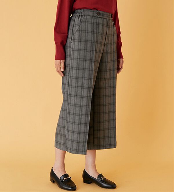 BELLUNA（ベルーナ）の「ウーリッシュ素材ウエスト釦ワイドパンツ（ワイドパンツ・ガウチョ）」｜詳細画像