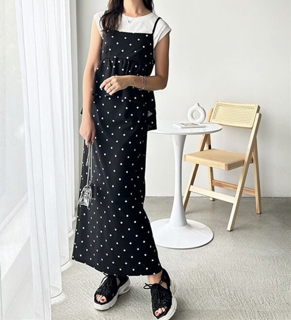 GeeRA（ジーラ）の「楽ちん！ペプラムキャミワンピース（カットソーワンピース）」｜詳細画像