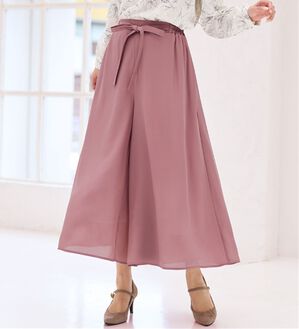 alotta（アロッタ）の「あったか裏地付ふんわりワイドパンツ（ワイドパンツ・ガウチョ）」｜ダークピンク