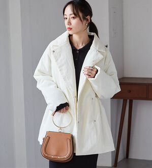 RANAN（ラナン）の「テーラードカラー中わたジャケット（ハーフコート）」｜アイボリー