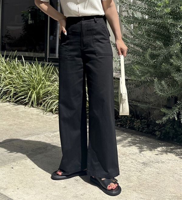 GeeRA（ジーラ）の「コットンワイドベイカーパンツ（フルレングスパンツ）」｜詳細画像