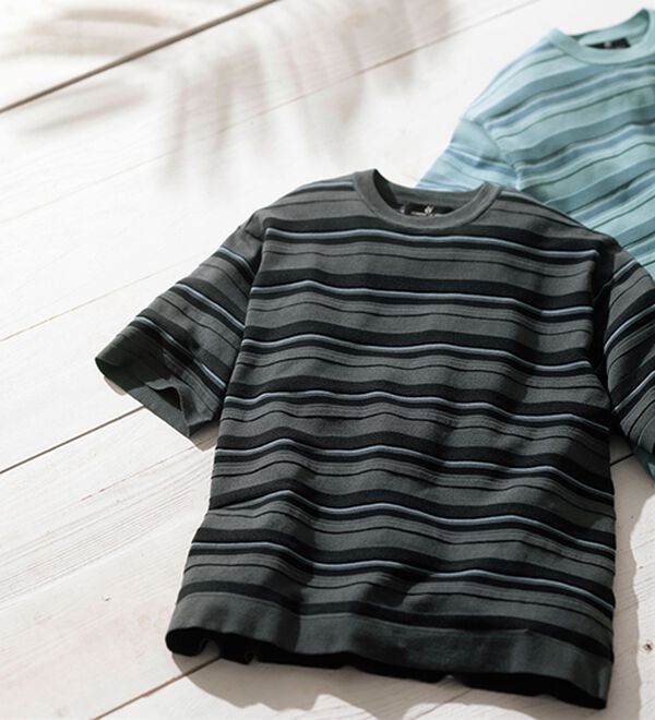 「＜コムルヴァン・オム＞洗える涼感ニットＴシャツ（メンズニット・セーター）」｜詳細画像