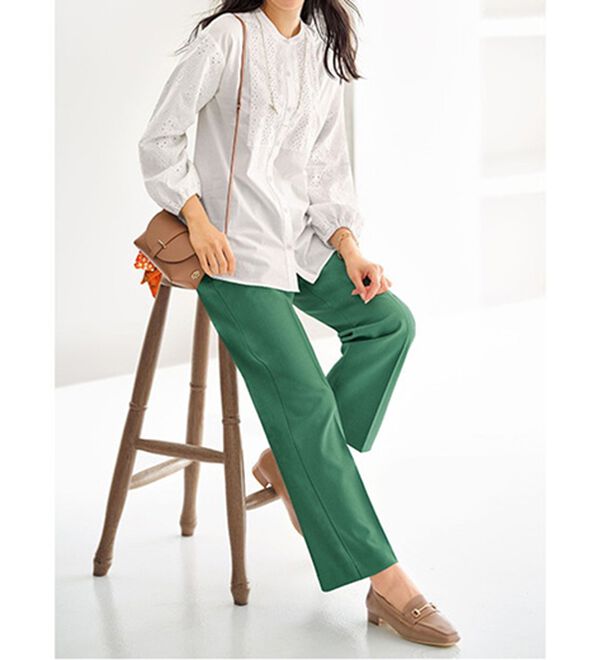 BELLUNA（ベルーナ）の「サラリ美脚見え！タック使いワイドパンツ（ワイドパンツ・ガウチョ）」｜詳細画像