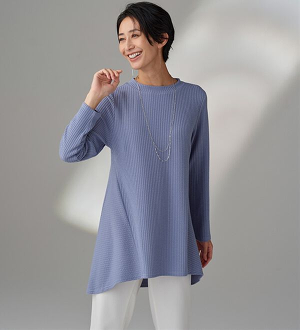 BELLUNA（ベルーナ）の「ふくれ素材フレアーデザインストレッチチュニック（チュニック）」｜詳細画像