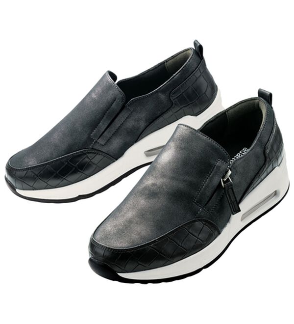 ルフラン（ルフラン）の「クロコ型押切替エアソールスニーカー（スニーカー）」｜ブラック