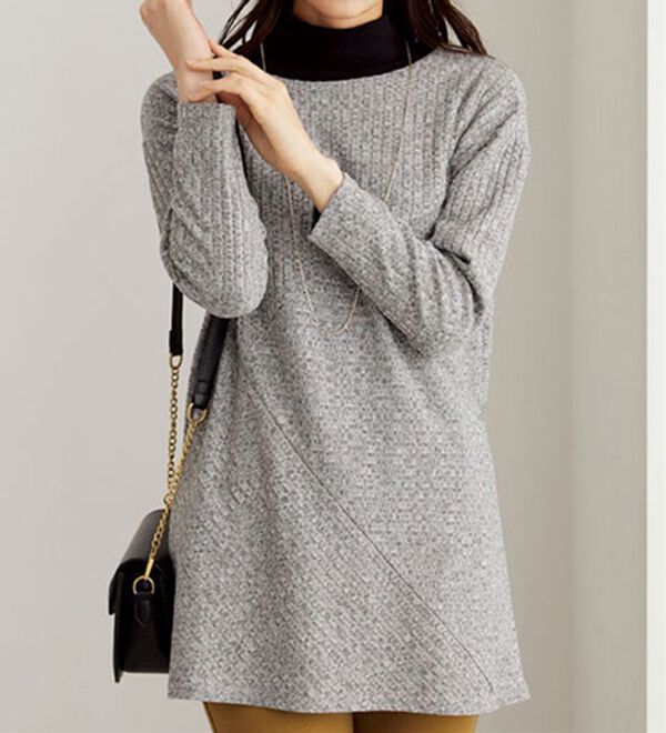 BELLUNA（ベルーナ）の「杢調テレコ素材切替デザインチュニック（チュニック）」｜詳細画像