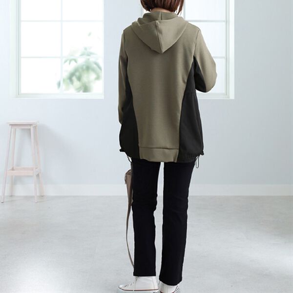 BELLUNA（ベルーナ）の「異素材切替フードジャケット（ノーカラージャケット）」｜詳細画像