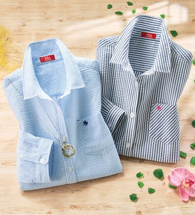 ルフラン（ルフラン）の「【２色組】【ＰＯＬＯ　ＢＣＳ】サッカー素材ストライプシャツ（ブラウス）」