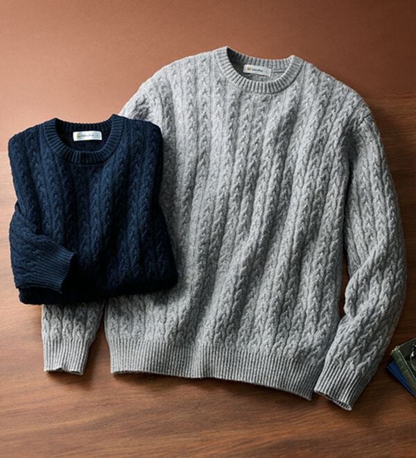 「＜ゴールデンベア＞ケーブルニットプルオーバー（メンズニット・セーター）」｜詳細画像