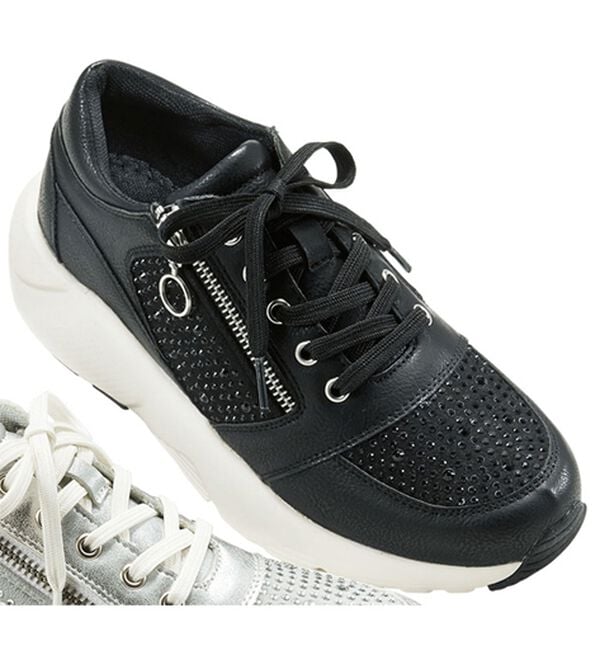 BELLUNA（ベルーナ）の「クリアストーン厚底ソールスニーカー（スニーカー）」｜黒