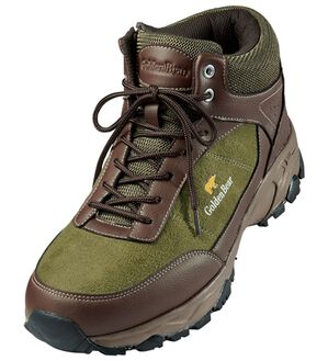 「＜ゴールデンベア＞防水設計シューズ（メンズスニーカー）」｜ハイカットカーキ