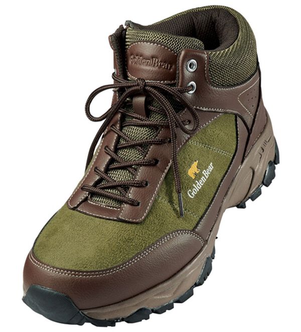 「＜ゴールデンベア＞防水設計シューズ（メンズスニーカー）」｜ハイカットカーキ