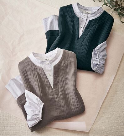 ルフラン（ルフラン）の「＜ｆｕ－ｕ＞綿１００％　重ね着風ブラウス（ブラウス）」