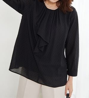 BELLUNA（ベルーナ）の「＜Ｃ／Ｓ＞ドットシフォンボウタイブラウス（ブラウス）」｜黒