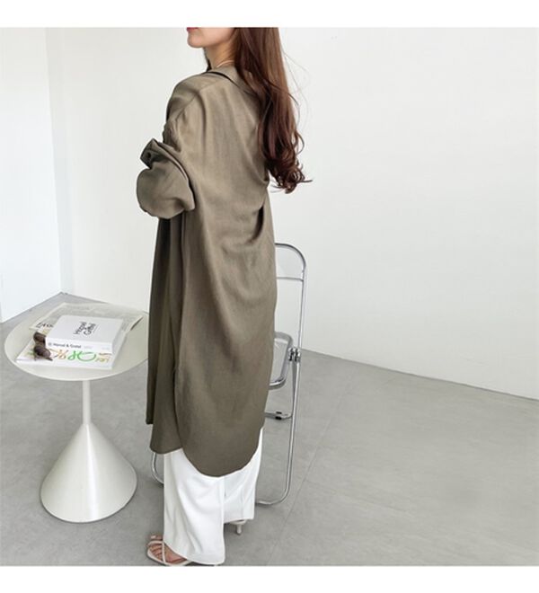 GeeRA（ジーラ）の「スリット入りロングシャツワンピース（シャツワンピース）」｜詳細画像