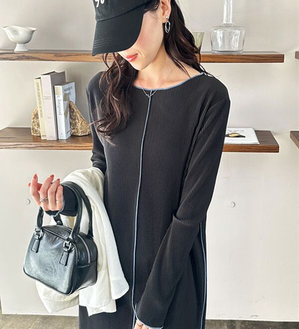 GeeRA（ジーラ）の「全骨格対応！配色プリーツワンピース（カットソーワンピース）」｜詳細画像