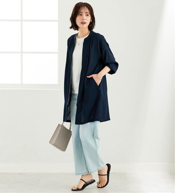 BELLUNA（ベルーナ）の「とろみ素材イージーケアロング丈ジャケット（その他ジャケット）」｜詳細画像
