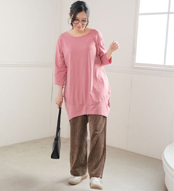 A HAPPY MARILYN（アハッピーマリリン）の「【Ｍ～８Ｌ】長袖・七分袖・半袖 コクーン シルエット チュニック（チュニック）」｜詳細画像