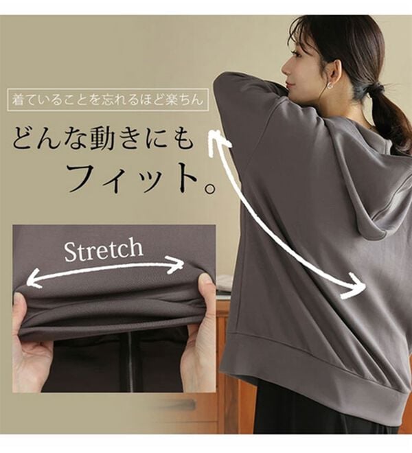 A HAPPY MARILYN（アハッピーマリリン）の「【Ｌ～６Ｌ】なめらかさらり美人なダンボールジップパーカースウェット（パーカー）」｜詳細画像