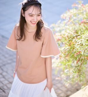 alotta（アロッタ）の「【接触冷感】配色フレアスリーブトップス（カットソー）」｜詳細画像