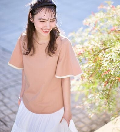 alotta（アロッタ）の「【接触冷感】配色フレアスリーブトップス（カットソー）」