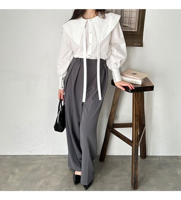 GeeRA（ジーラ）の「ケープ衿シャツブラウス（ブラウス）」｜詳細画像