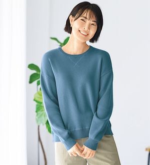 BELLUNA（ベルーナ）の「《ＨｕｇＲｅａｍコットン》やわ編ゆったりニットプルオーバー（ニット・セーター）」｜ブルー