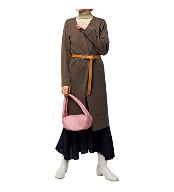 VINNO（ヴィノ）の「ストール付着流しロングニットカーディガン（アンサンブル）」｜詳細画像