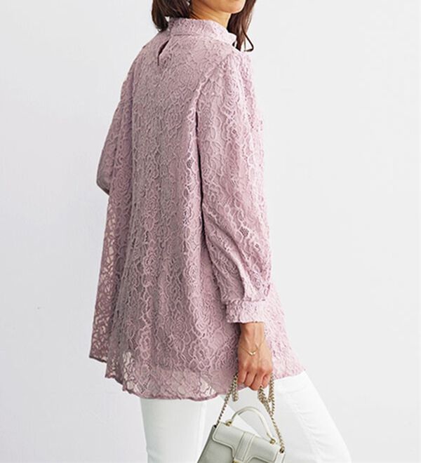 BELLUNA（ベルーナ）の「【一枚でエレガント！】ふんわり総レーススタンド衿チュニック（チュニック）」｜詳細画像