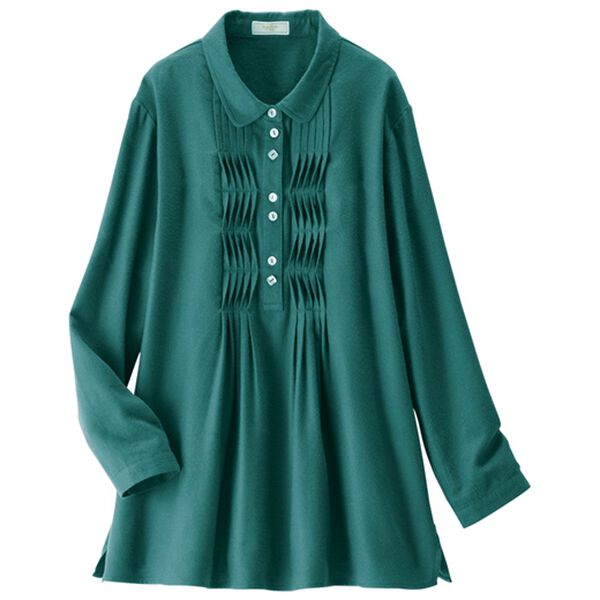 ルフラン（ルフラン）の「【２色組】吸湿発熱のピンタックブラウス（ブラウス）」｜詳細画像