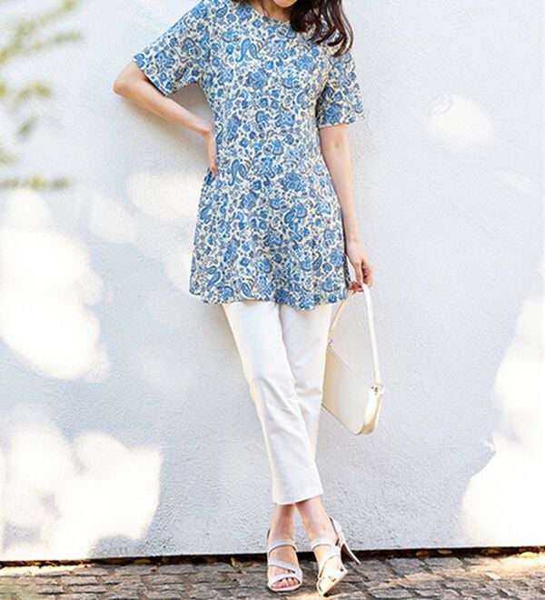 BELLUNA（ベルーナ）の「【接触冷感】フレアーシルエットプリントチュニック（チュニック）」｜詳細画像