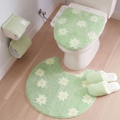 iellio（イエリオ）の「大人かわいいトイレマットシリーズ＜フタカバー・ペーパーホルダーカバー・スリッパ・おしゃれ・洗える・ポグン（ｐｏｇｅｕｎ）＞（トイレマット）」