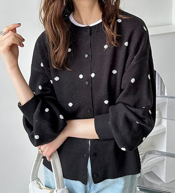 GeeRA（ジーラ）の「ドット柄カーディガン（ニットカーディガン）」｜詳細画像