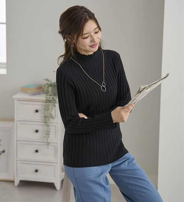 BELLUNA（ベルーナ）の「ウール入りウォッシャブルセーター（ニット・セーター）」｜詳細画像