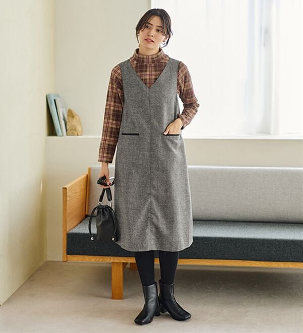 LAVIENNE（ラヴィエンヌ）の「【薄いのに暖かい】薄手ストレッチフリースのプリントハイネック長袖（ニット・セーター）」｜詳細画像